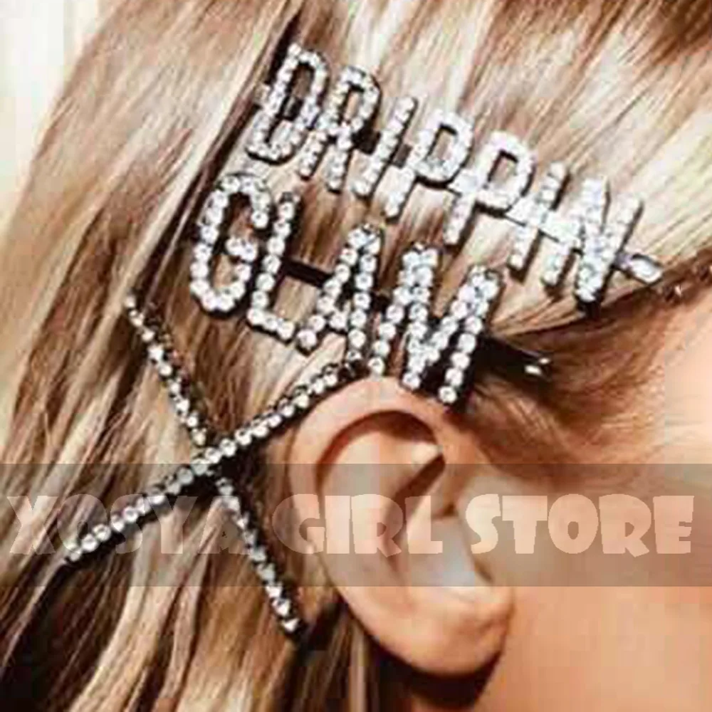 

Simple Korean Letter Women Hairpins Boss,Sexy,Girls Words Sterling Silver Inlaid Full Drill for Girls Hair Accessories FD18