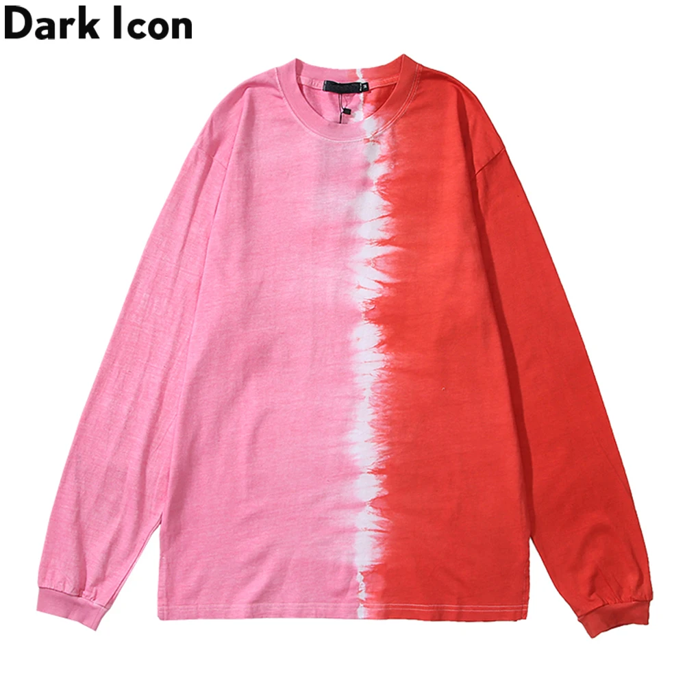 

Dark Icon Tie Dyeing T-shirt Men Long Sleeve 2020 Autumn High Street Fashion Men's Tshirts Cotton Tee Shirts