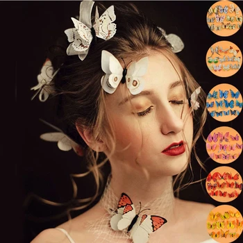 

12pcs/set Girls Butterfly Hair Accessories Bohemian Style Seaside Holiday Feather Headband Barrette Hair Clips