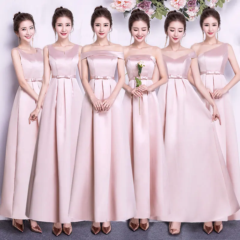 

Long Dress for Wedding Party for Woman Bridesmaid Dress Pink Long Prom Dress Champagne sexy Taffeta Floor-Length Vestidos Mujer