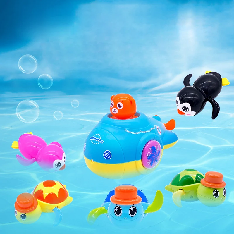 Детские игрушки для купания затычки Wind up Frogman Ванна игрушка для дайвера плавательный лягушка детская ванная черепаха утка Ванна игрушка