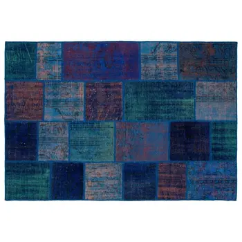 

Handmade Blue Vintage Overdyed Patchwork Area Rug 160x233 Cm-5'3''X7'8''