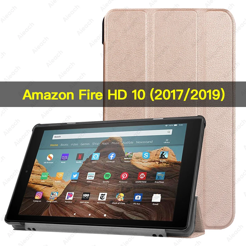 Gold Для Amazon Kindle Fire HD 10 / чехол смарт-Магнитная подставка флип-чехол из искусственной кожи для Amazon Kindle Fire HD 10 чехол Funda - Цвет: Gold
