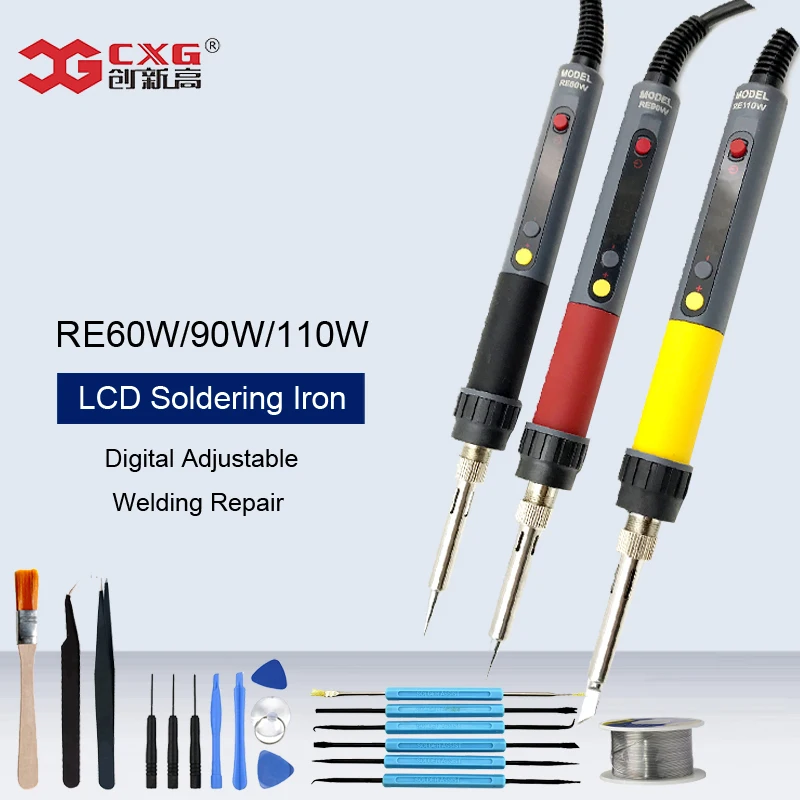 New CXG 60W/90W/110W Electric soldering Iron Temperature Adjustable LCD Digital Display Welding Solder Rework Station | Инструменты