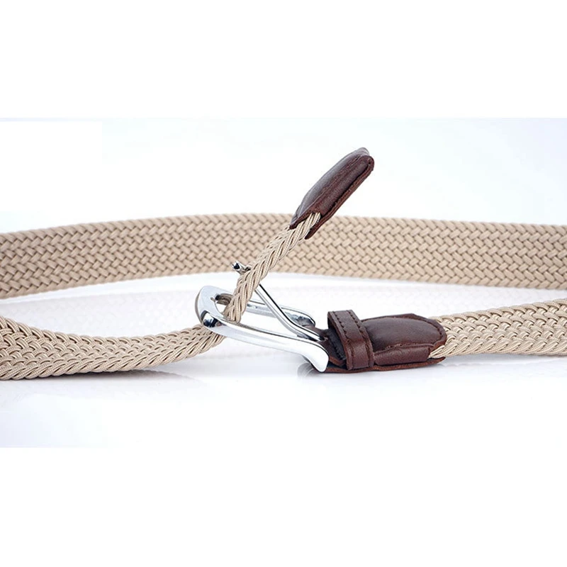 Elastic Braided Belt Women Casual Pin Buckle Belts Men High Quality Multiple Sizes Not Need Punch Easy Wear Fashion Luxury