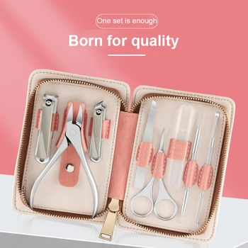 

Professional 8pcs Stainless Steel Nail Clippers Set Scissors Suit With Box Trimmer Grooming Manicure Cutter Kits For Nail Tools