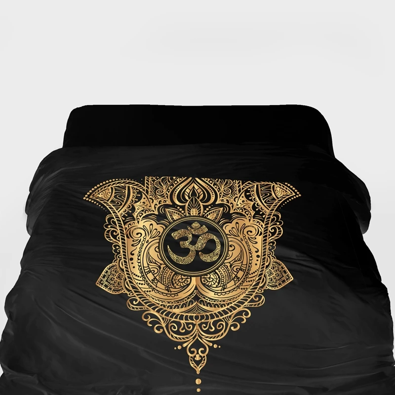 3D пододеяльник King/queen/Пользовательский Размер, одеяло/пододеяльник 220/240, 1 шт. пододеяльник, роскошные постельные принадлежности черный золотой Хамса рука Ом - Цвет: 29