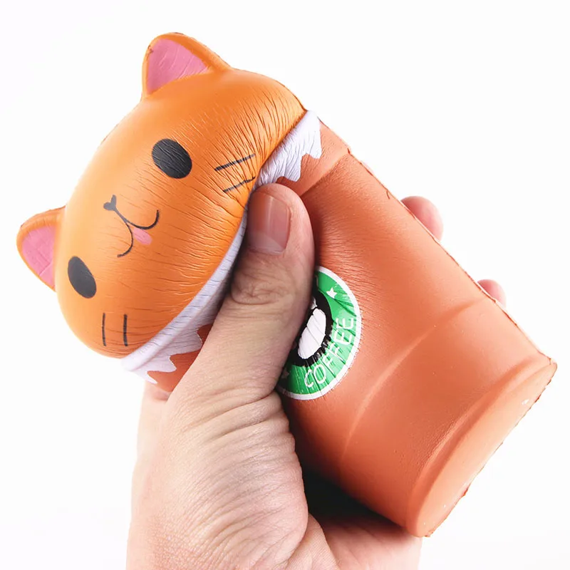 SquishMeez мягкий медленно распрямляющийся милый слон с мультяшным котом Кофе чашки