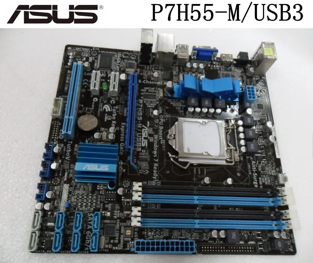 Kopen Asus P7H55 M USB3 Desktop Moederbord H55 USB3.0 Socket LGA 1156 i3 i5 i7 DDR3 16G Originele Gebruikt Moederbord PC Op Verkoop