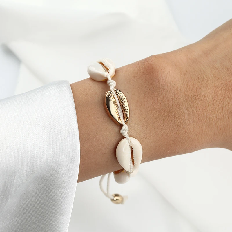 Браслет из натуральной ракушки ручной работы регулируемый браслет белой веревки