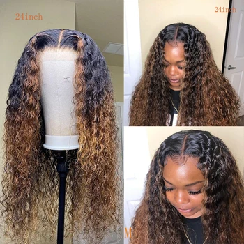 

Colored 13*6 Deep Part Lace Front Wig Ombre Brown Honey Blonde Brazilian Curly Remy Hair Wigs 130% Closure Preplcked Baby Hair