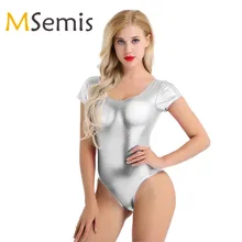 Женский Блестящий купальник из лакированной кожи, купальник для гимнастики, боди, цельный комбинезон, купальник, Одежда для танцев, балета