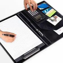 A4 папка с калькулятором из искусственной кожи, Многофункциональный органайзер для офисных принадлежностей, менеджер, блокноты для документов, портфель, сумки