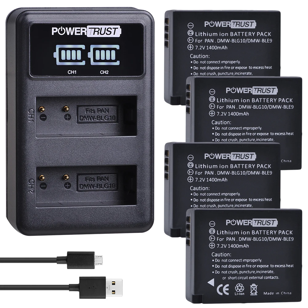 4 x DMW-BLG10 DMW BLG10 DMW-BLE9 ble9e BPDC15 Аккумулятор akku + двойное зарядное устройство USB для Panasonic