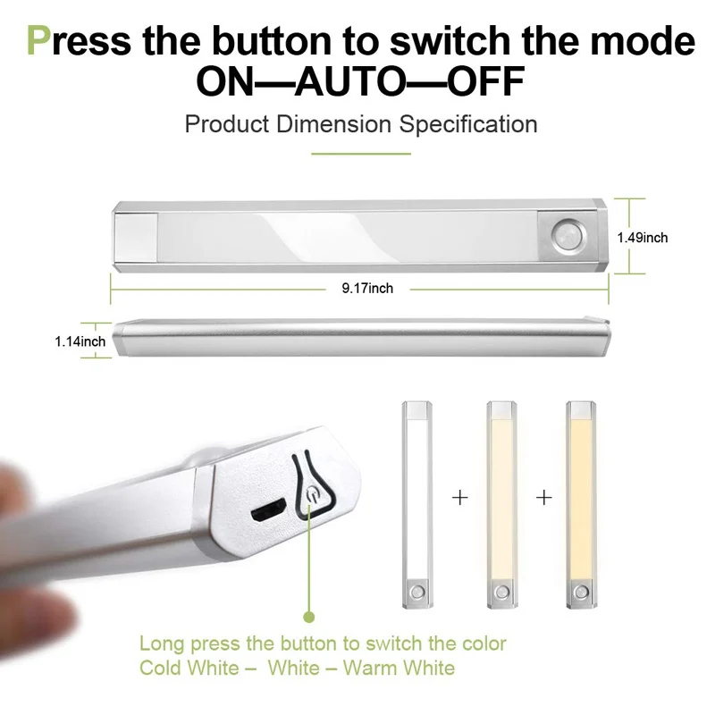 

60 LED Closet Light Motion Sensor Wireless Magnetic Light for Wardrobe Hallway Stairs DTT88
