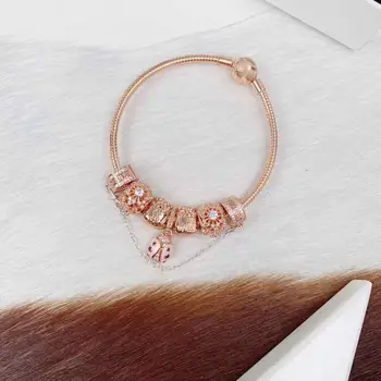 

Quality Original 1:1 100%925 Sterling Silver Rose Gold Ladybug Bracelet Free Shipping Is The First Choice For Gifts