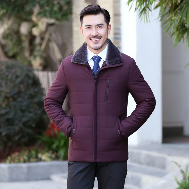 Winter Men'S Wear Winter Middle-aged Men's Thick plus Velvet Cotton Coat MEN'S Jacket Cotton-padded Clothes Middle-aged Men's Ne