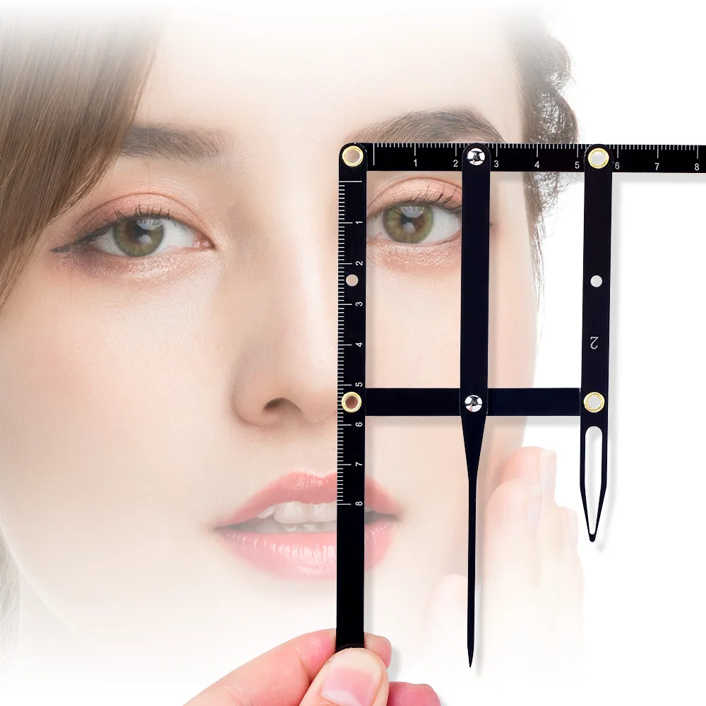 Golden Ratio Fordable Measure Precisely Adjustable Size Calipers Stencil Design Stainless Steel Eyebrow Ruler Makeup Tool Golden Ratio Fordable Measure Precisely Adjustable Size Calipers Stencil Design Stainless Steel Eyebrow Ruler Makeup Tool