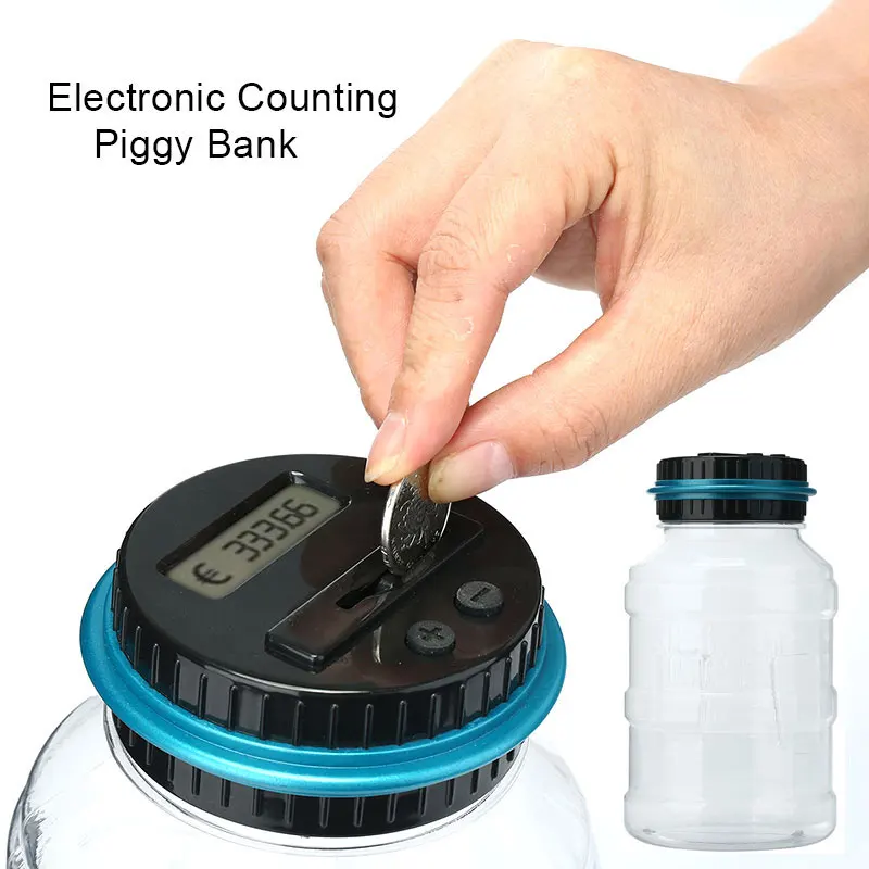 Plastic Digital Saving Box LCD EURO Electronic Economic Money Gift Deposit Counting Jar Convenient Bank Coin Counter Toy