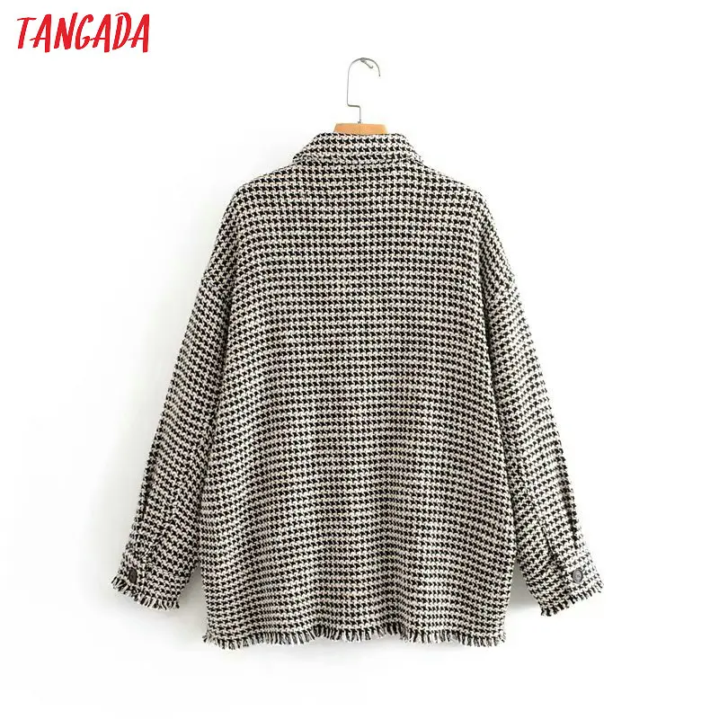 Tangada, зимнее длинное пальто большого размера, Женская куртка, повседневный стиль бойфренда, теплое пальто в клетку 3A60