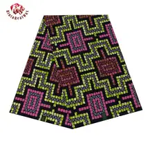 Высокое качество африканская настоящая восковая ткань с принтом, хлопковая ткань с квадратным рисунком для африканской одежды, 6 ярдов/партия, вечерние платья 24FS1346