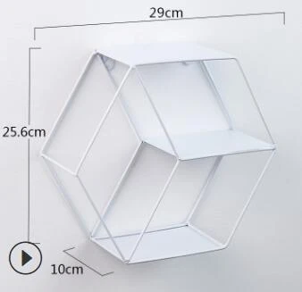 Металлическая Современная промышленная Стильная Золотая овальная настенная полка, органайзер для украшения вазы для растений, полки для гостиной, балкона, Декор - Цвет: hexagon white