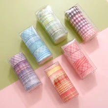 

6Rolls Washi Tape Set Grid Decorative Masking Tape Journaling Stationery Adhesive Tape Scrapbooking Diary Decorating Washitape