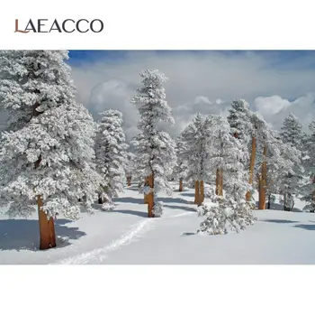 

Laeacco Photography Backdrop Winter Heavy Snow Pine Tree Mountain Natural Scenic Photographic Background Photocall Photo Studio