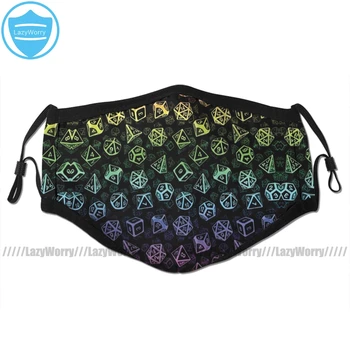 

Rainbow Mouth Face Mask D20 Dice Set Pattern Rainbow Facial Mask Funny Kawai with 2 Filters for Adult