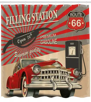 

Vintage Shower Curtain Retro Poster Effect Print for Bathroom