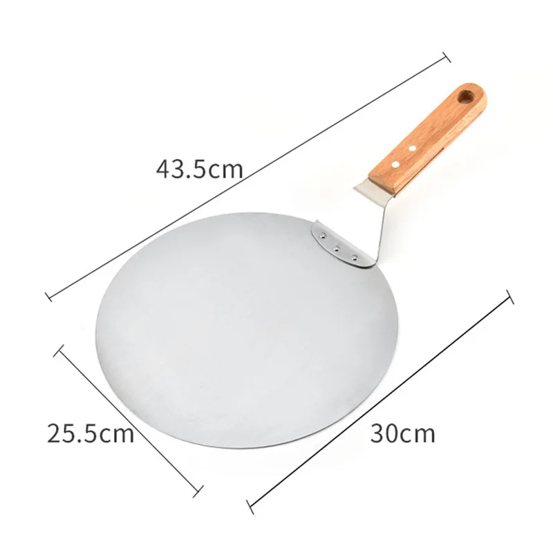 Dropshipping Round Cake Pizza Shovel 10 Inch Stainless Steel Wooden Handle Home Baking Cutter P666
