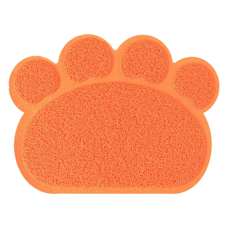 30 см* 40 см собачья Кормление котенка коврик Милая лапа ПВХ кровать тарелка миска еда вода скатерть чистая - Цвет: Оранжевый