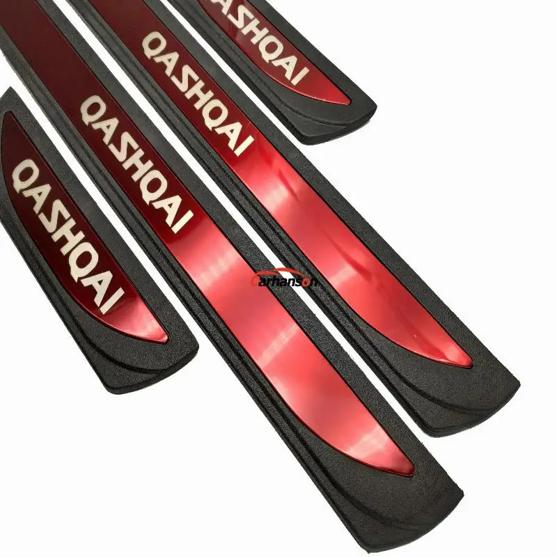 Автомобильные аксессуары для Nissan Qashqai J11, Накладка на порог, стильный стикер, защитная крышка,, авто, нержавеющая сталь - Цвет: Красный