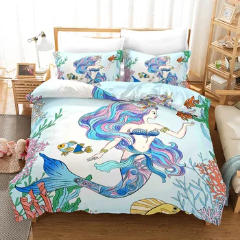 

3D Mermaid Print Bedding Set Duvet Covers Pillowcases One Piece Comforter Bedding Sets Bedclothes Bed Linen 01