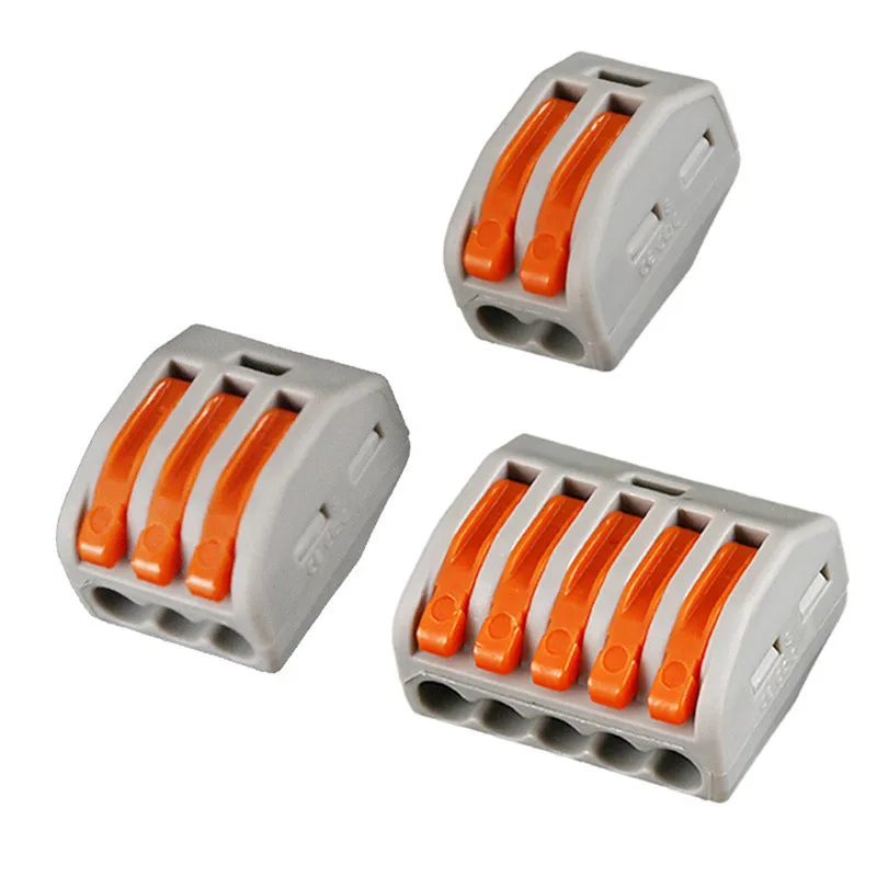 5pcs/set PCT-212 /222-413/PCT-215 Universal Compact Wire Wiring Connector 2/3/5 pin Conductor Terminal Block Lever | Обустройство