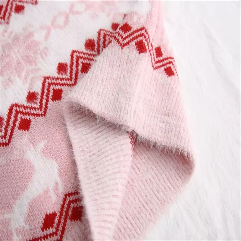 Winter Women Sweater Korean Knitted Christmas Sweater Warm Tunic Long Sleeve Pink Pullover Cute Casual Top Cashmere Jumper