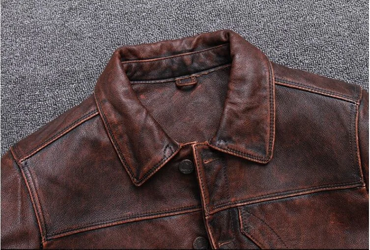 cowhide leather jacket mens Jacket Genuine Men Vintage Cowhide Coat Spring Autumn 100% Real Cow Leather Jackets Veste Cuir Homme long sheepskin coat