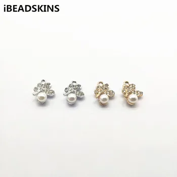 

New arrival!18x14mm 100pcs Rhinestone /Imitation Pearl Flower charm for Jewelry Findings Earrings parts,hand Made Jewelry DIY