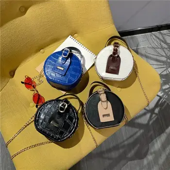 

Stone Pattern Bags For Women 2020 Round Crossbody Small Circular Shoulder Bags PU Leather Chain Bag Travel Bag Female Handbag