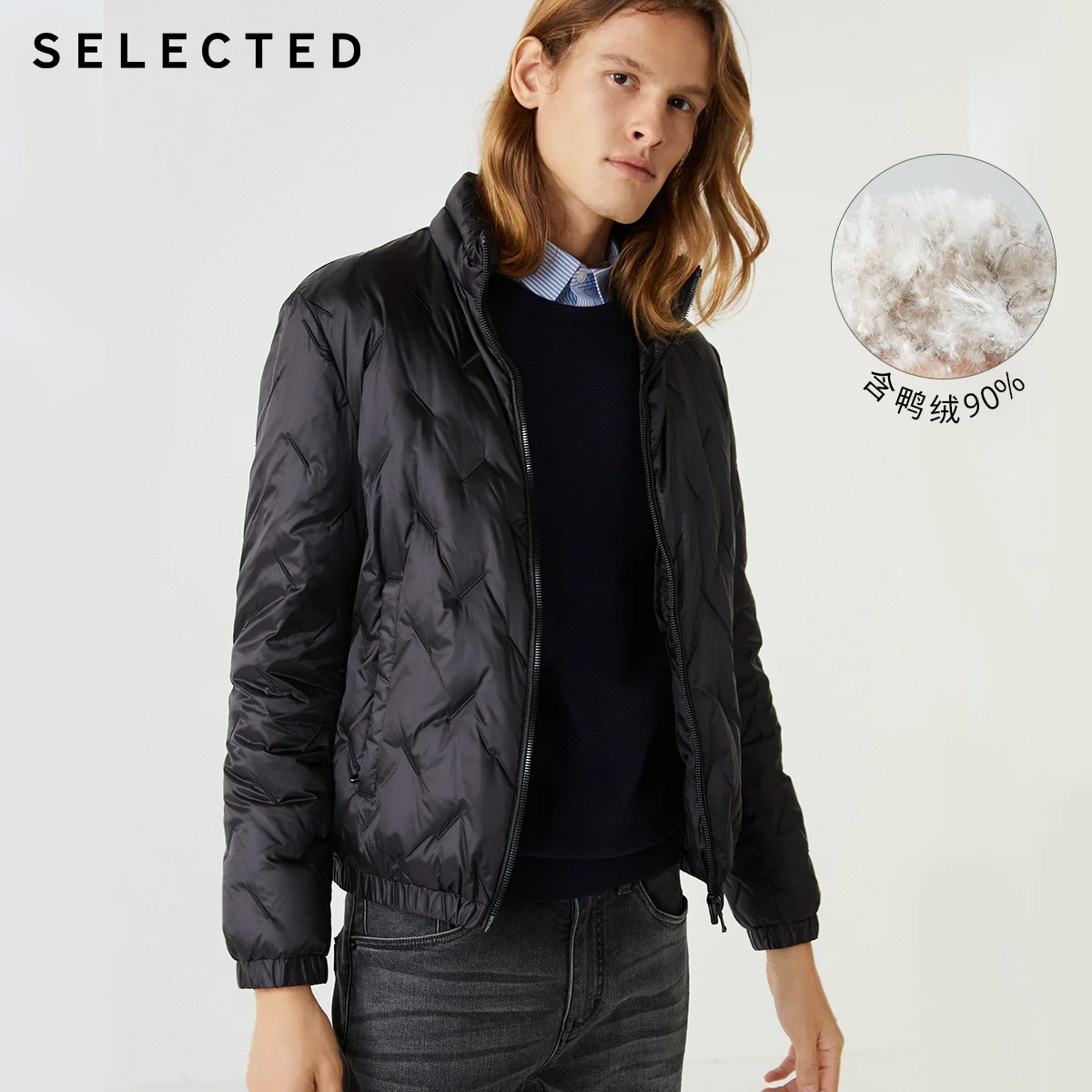 BLACK Выбранные Для мужчин вышивка на Однотонная одежда пуховик S | 419412509 - Цвет: BLACK