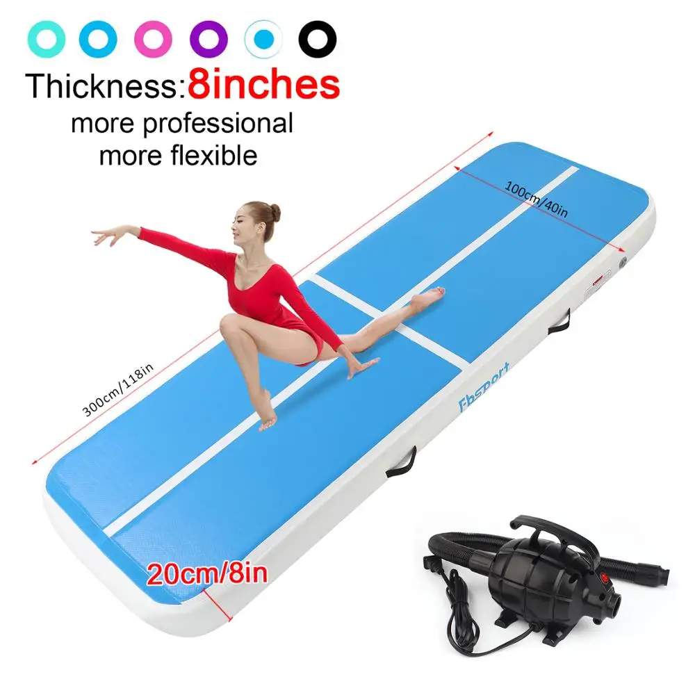 

Gymnastics Air track Skyblue 3m*1m*0.2m Inflatable Air Track Tumbling Gymnastic Mat Floor Home Training with pump 20cm Thick