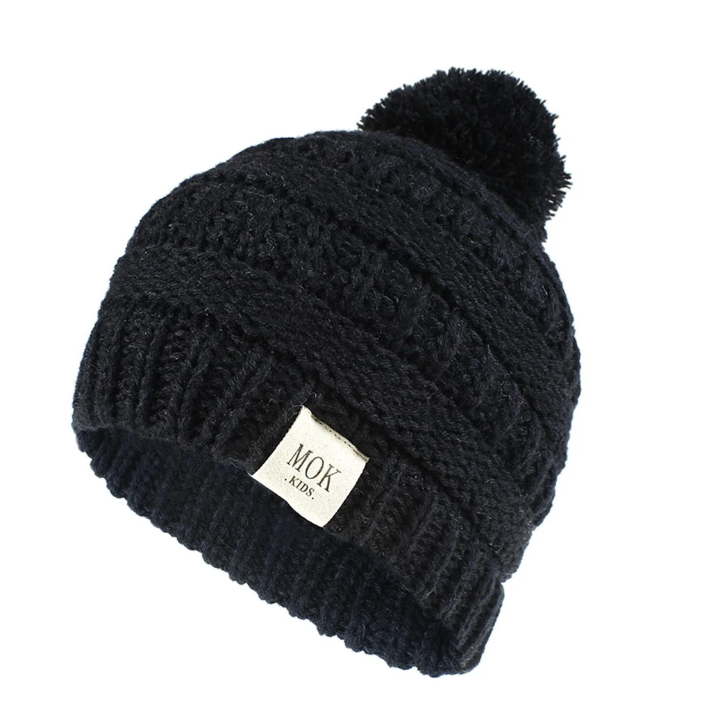 New Fashion Newborn Cute Baby Beanies Boys Girls Winter Keep Warm Hat Kids Knitted Wool Hemming Hat Fit Boy Cap Knitted 904