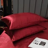 Bonenjoy 1PC Bed Sheet Wine Red Solid Color Smooth Top Sheets for Home Single/Queen/King Size Bed Linen Satin(no pillowcase) 3