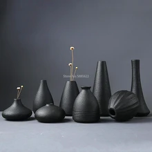 Modern 8 Style Black Ceramic Flower Arrangement Small Vase Home Decoration Small Vase Tabletop Ornament Crafts