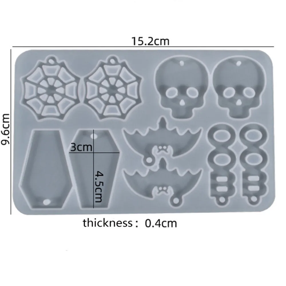 Halloween Earrings Pendants Silicone Mold Skull Pendant Epoxy Resin Molds for DIY Epoxy Resin Crafts Jewelry Making Accessories