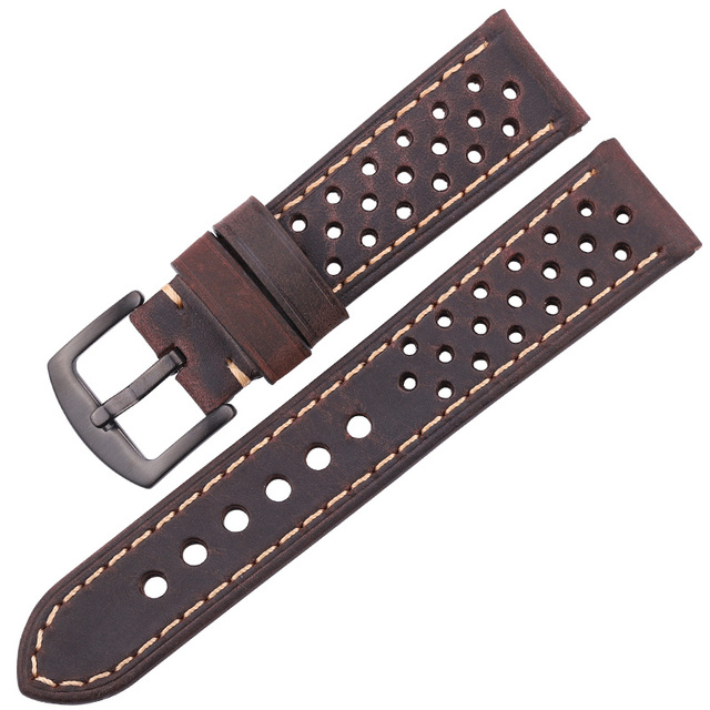 Leather Watchbands 20mm 22mm Women Men For Huawei Cowhide Vintage Watch Band Strap For Samsung Galaxy Watch 42mm