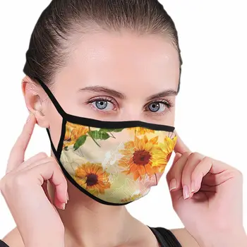 

Beautiful Sunflower print Black edge dust mask, suitable for outdoor sports activities, washable and reusable