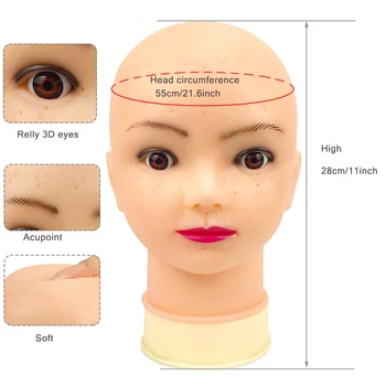 

Hot Sale Professional Men With Acupoint Massage Training Head For Massage Acupuncture Bald Big Wig Mannequin Head Wig Block Head