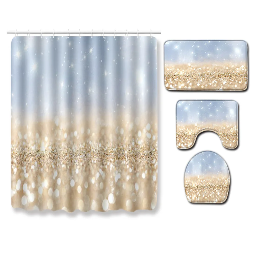 Zeegle Colorful Bathroom Mat Set Waterproof Toilet Shower Curtain Anti-slip Bath Doormat Flannel Shower Room Foot Rug Modern Mat - Цвет: PA43