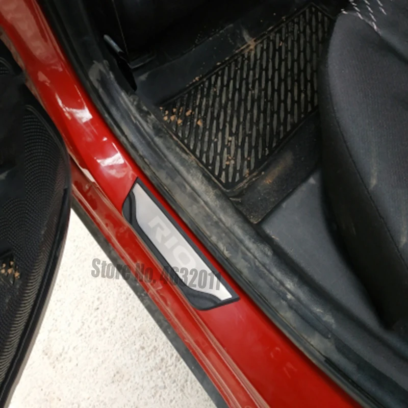 Для kia rio из нержавеющей стали, накладки на пороги, защитная наклейка, накладка, аксессуары для стайлинга автомобилей, 4 шт